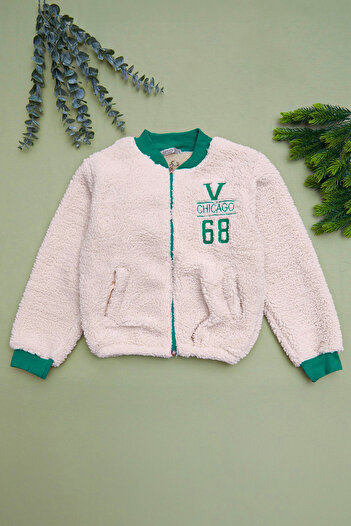 Fulla Moda Embroidered Zippered Plush Unisex College Coat