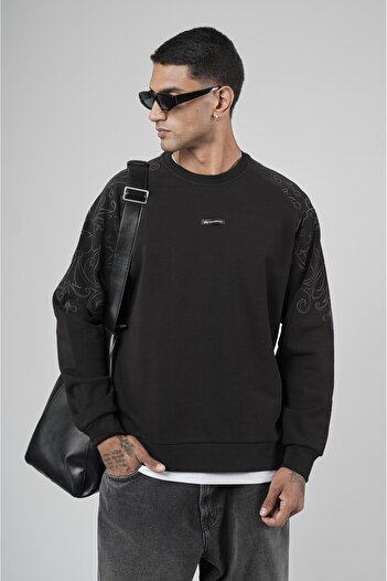 king brich Reglan Sleeve Shoulders Printed Oversize Cut Men's Sweatshirt