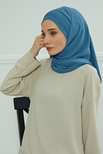 Aisha's Design Pleated Design Aerobin Shawl,Cps-90,Indigo