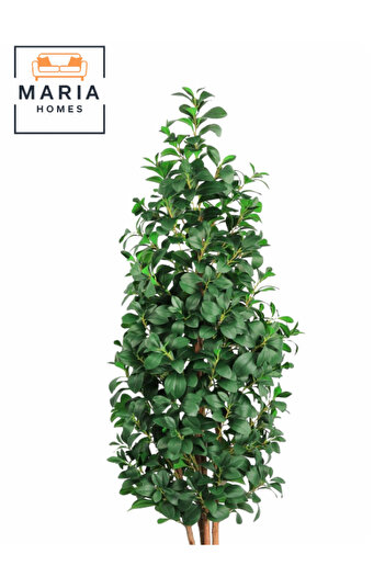MARIA HOMES Artificial Lemon Leaf Tree 200 cm – Green Foliage in Round Grey Plastic Pot for home decor