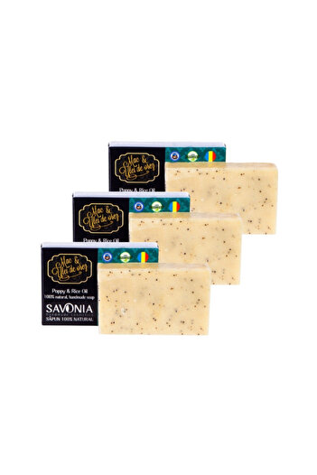 Savonia Set of 3 - Poppy and Rice Oil Soap,