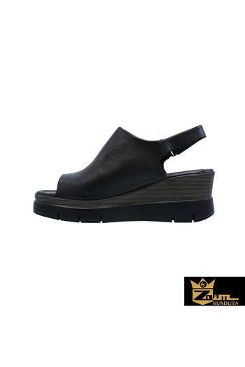 Zaim Kundura Women's Black Genuine Leather Sandals 505323740-1