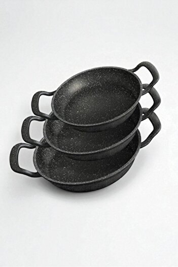 Evse Mutfak Sanatı Cast Iron Pan Set Granite Pan 18-20-22 cm