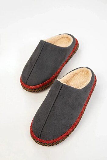 Lively Stylish Women's Comfortable Silent House Slippers with Fur Inside and Straw Strip Detail
