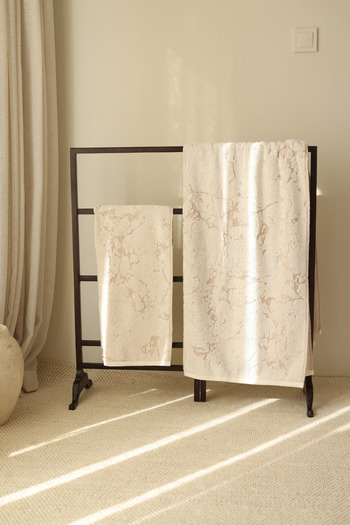 İrya Marble 100% Cotton Jacquard Large Bath Towel 90X150 cm Cream