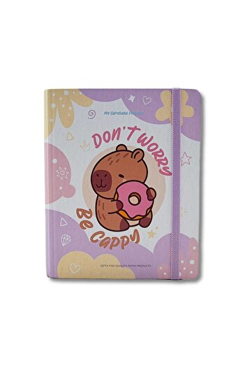 tüftürük Gıpta Capybara A5 120 Sheets Hardcover Spiral Bound Planner Notebook with Elastic Closure (7827)