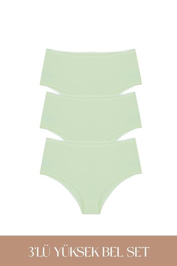 Feu De Elu Cotvie Mint Cotton High Waist 3-Piece Panties Set