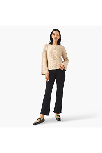 Iconic Cable Flare Sleeve Sweater