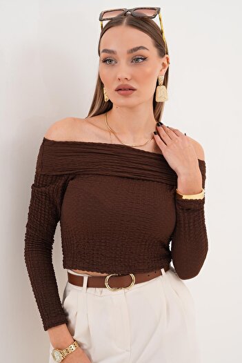 ŞİMAL Women's Madonna Collar Wrinkled Blouse 255269 -