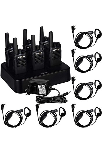 Retevis RT668 Radio, Walkie Talkie Professional Robust Radio Set Headset, 6-Way Charger