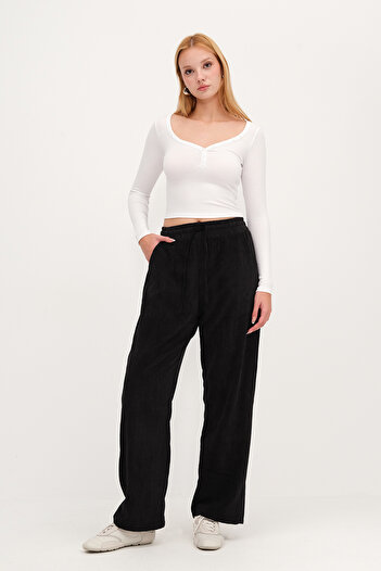 Addax Velvet Trousers with Elasticated Waistband Pn71211