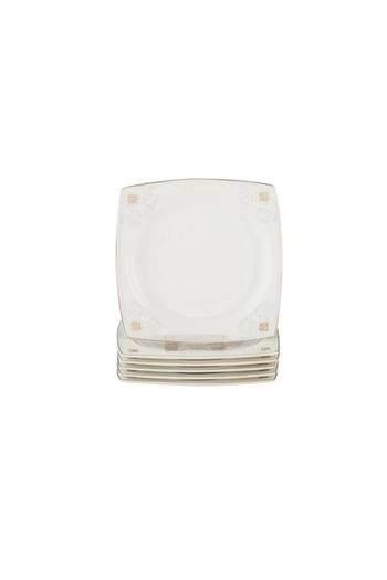 ORIAN 6-piece square porcelain decorated dessert, fruit and breakfast plate set