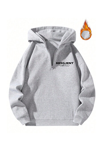 Revasser Unisex Erkek/Kadın YARIM KAPÜŞONLU RESILIENT Renkli Özel Pamuklu Oversize Sweatshirt