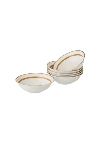 ORIAN White and gold porcelain yogurt soup set with delicate patterns, size 15.5 cm, 6 pieces