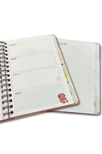 tüftürük Gıpta Capybara A5 120 Sheets Hardcover Spiral Bound Planner Notebook with Elastic Closure (7827)