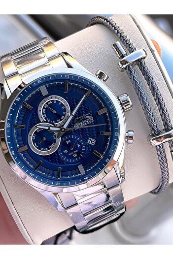 Slazenger Italian Design Bracelet Gift 2 Years Warranty 10 Atm Steel Men's Wristwatch Esl.N1936.2