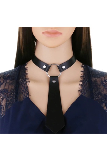 KESNUP Neck choker, tie type for festivals and punk-rock parties, Black