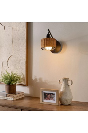 Generic Cordon Rattan Wall Lamp