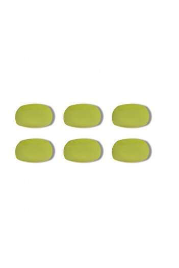 ORIAN 6-piece square porcelain dinner plate set, green, size 26 cm