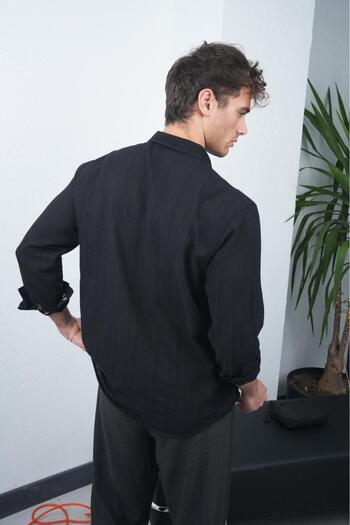 TÜZeMEN Self-Textured Linen Shirt