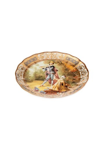 ORIAN Cleopatra Luxury Shiny Silver Gold Round Fruit Plate 30cm