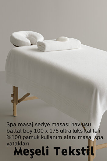 MEŞELİ TEKSTİL 2'Li Masaj Spa Klinik Polikinlik Sedye Havlusu Battal Boy 100x175 | %100 Pamuk Ultra Lüks Kalın