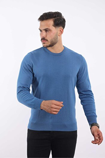 rugatchi Men's Crew Neck Classic Plain Knitwear — 100% Cotton, Stylish & Comfortable Sweater