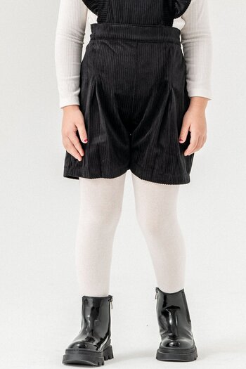 Cansın Mini Black Girl's Velvet Corduroy Salopet 22687