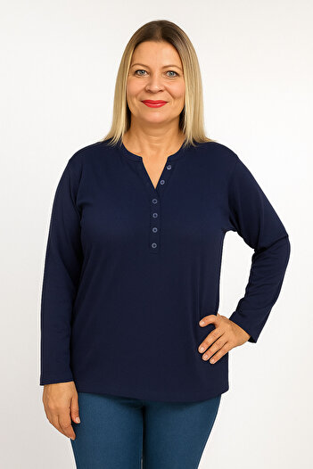 Karahasanlar Collared Buttoned Cotton Women's Combed Cotton Blouse