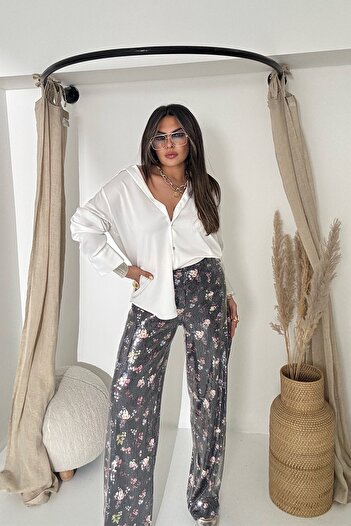 Sohotique By P Sequined Floral Pattern Trousers Black