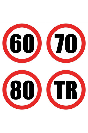 opersan Speed Limit Stickers Set 60,70,80, Tr Reflective Car Sticker (Ø 100 mm)