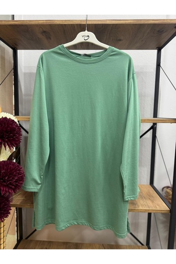 ÖZNE BUTİK Women's 100% Cotton Crew Neck Basic Combed Cotton Tunic