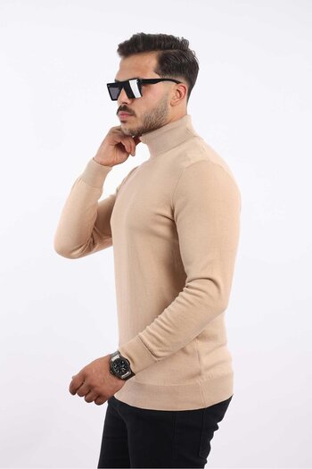 rugatchi Men's Turtleneck Knit Sweater — 100% Cotton, Classic