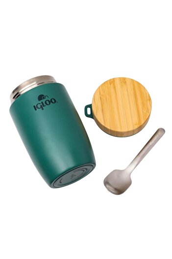 IGLOO Steel Food Thermos - - Bamboo - 500 ml - Green - 205789