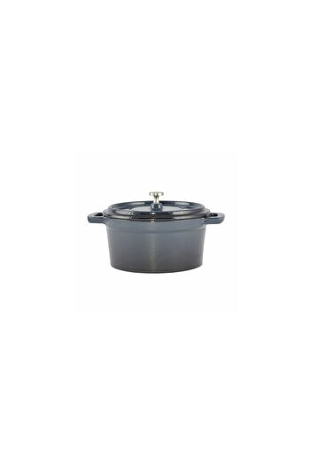 Perfect Home Enameled Cast Iron Pot with Lid, Stainless Steel Handle, Blue, 0.6 L,