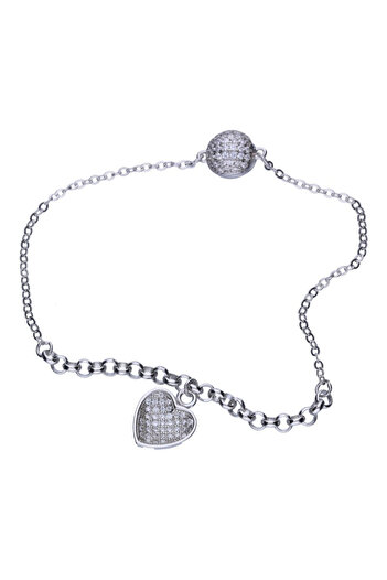 Silver berry Brățară din argint S925 cu inimă strălucitoare, decorată cu cristale de zirconiu, închidere magnetică