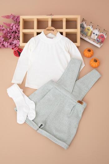 RAPAPA Girl's Salopet Set with Pantyhose |   3-Piece Combination Set 1552Y