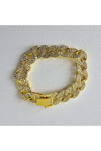 velve Heavy women's bracelet, stainless steel with semi-precious stones, packed in an elegant box, Gold, EAV4