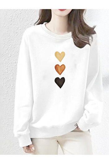 uyguntarz Φούτερ με στάμπα Unisex Sirali Hearts Oversize