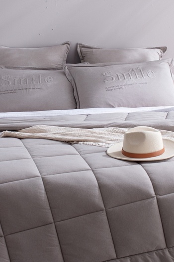 Madame Coco Yeni Sezon Bobigny Çift Kişilik Pamuklu SuperSoft Comforter Set - Gri - GRİ