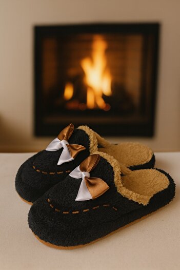 Moda Frato Golden Bow-Knot Indoor Women's House Slippers Daily Comfortable Winter Slippers