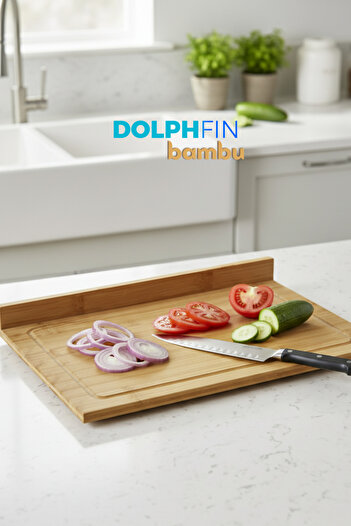 DolphFin Cutting Board Bamboo Cutting Board with Edge Protection L Size