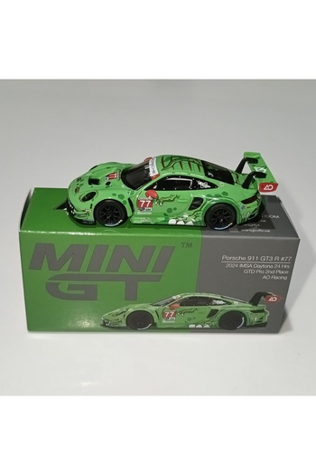mini gt Porsche 911 Gt3 R # 77 2024 Imsa Daytona 24 Hours Gtd Pro 2Nd Place Ao Racing