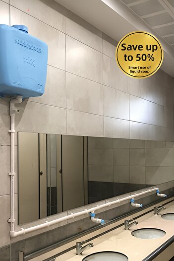 hilal kimya 20 Lt 3 Tap Button Liquid Soap Dispenser with Central Storage – for School, Mosque and Bulk Use