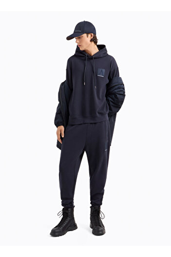Armani Exchange Men's Sweat 6Dzmjb Zjnkz - Cotton Logo, Hooded Regular Fit Sweatshirt