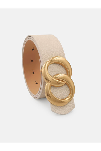 Milleniva Ecru Women's Belt with Infinite Gold Buckle