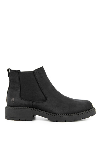 Hush Puppies Σκούρα μαύρα ανδρικά μποτάκια Nubuck Comodo