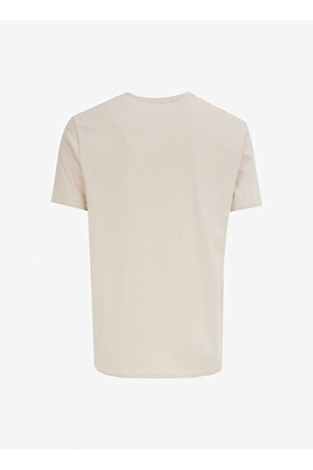 Jeep Bisiklet Yaka Baskılı Bej Erkek T-Shirt J4WM-TST7216