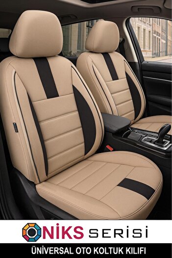 GM-DESIGN Onyx Beige Thai Feather Car Seat Cover - Front Back 5 Seat Full Set - Universal