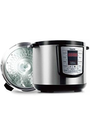 SAACHİ Electric Pressure Cooker 6.0L 1000W NL-PC-5306-BK Black, by Saachi, Aluminum